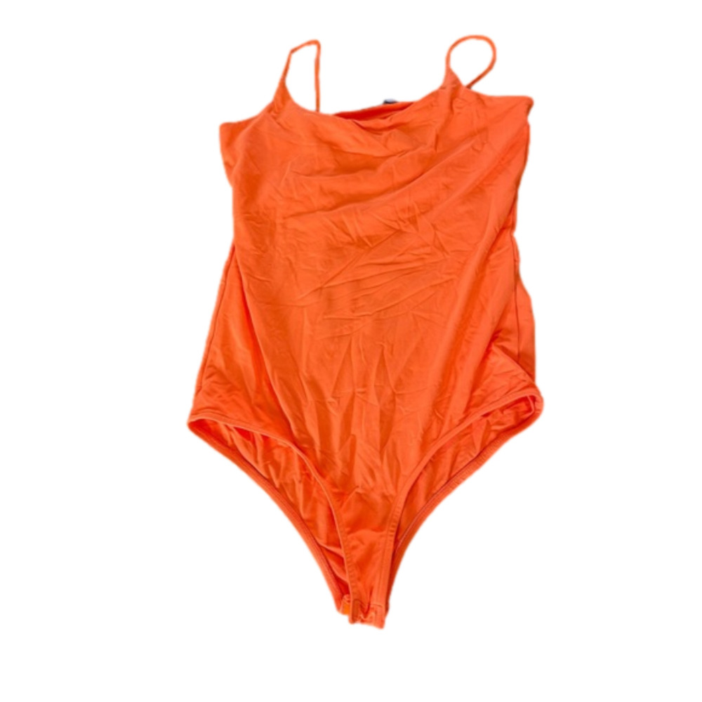 ZARA Neon Orange Thong Bodysuit. Size Medium